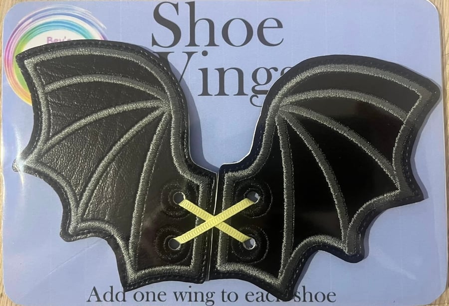 Bat Wings, grey detail Embroidered shoe,boot wings