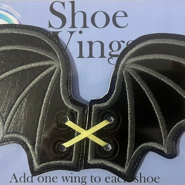 Bat Wings, grey detail Embroidered shoe,boot wings