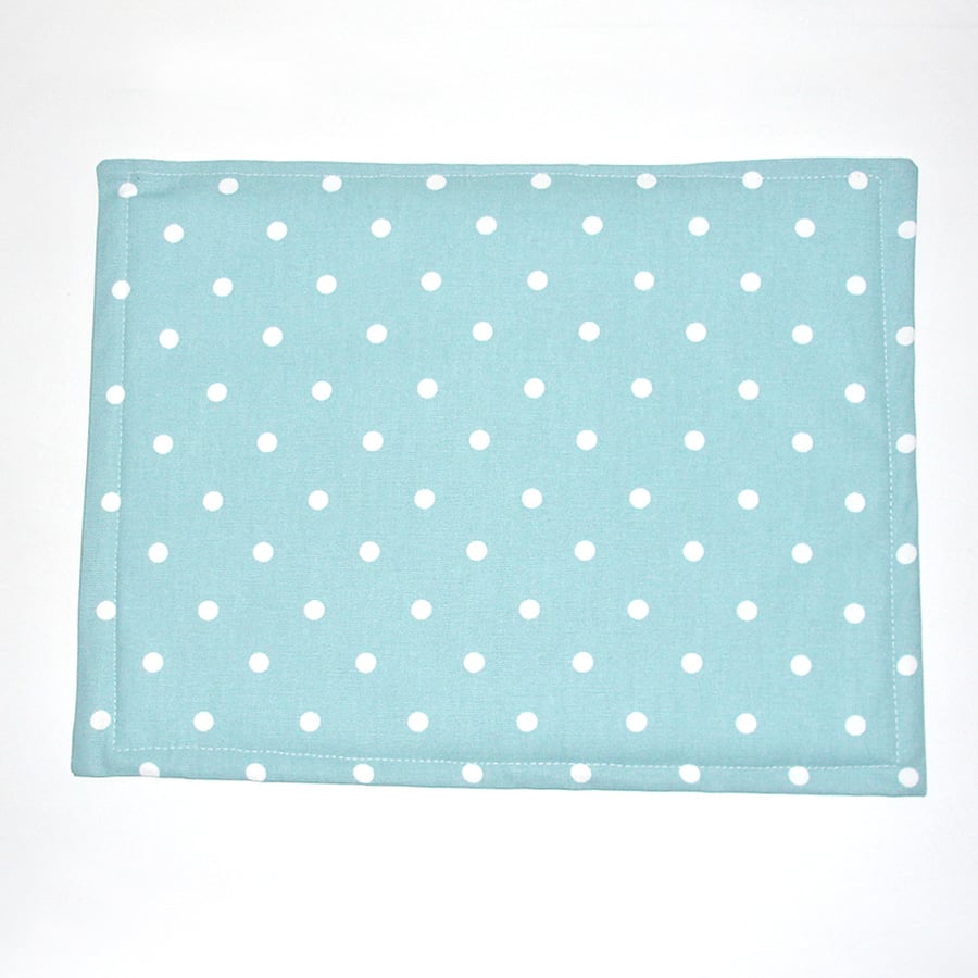 Placemat Polka Dots Duck Egg and White Polka Dot Table Setting 14"x10"