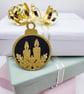 Handmade 3D Bauble Christmas Gift Tags, Black Gold Festive Labels