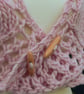 Chunky hand knit lace capelet in blossom pink 100% wool - design SB168 - Image 6