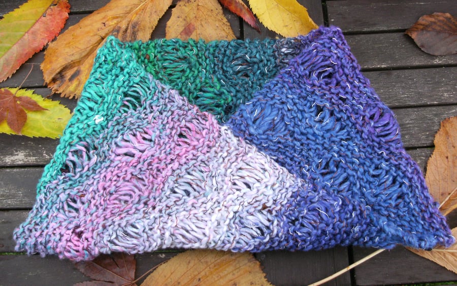 MOBIUS NECK WARMER cotton, wool & silk in pink purple green blue
