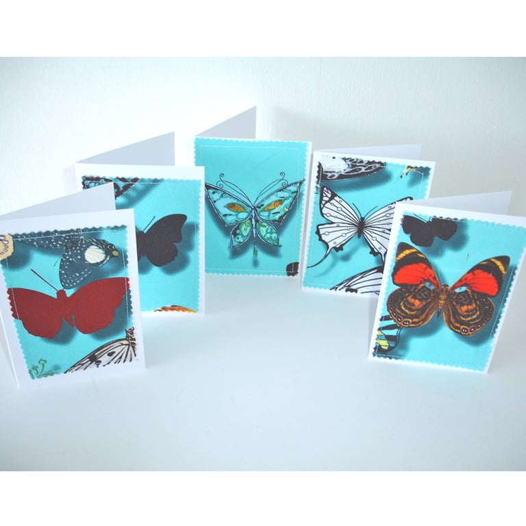 Butterfly Cards Blank Greetings Notelets x 5 Pack Butterflies