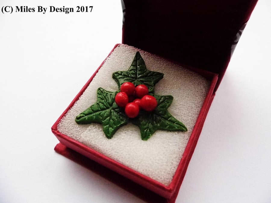 Christmas Holly Pin
