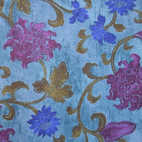 Rich Blue Purple Floral Cotton Fat Quarter