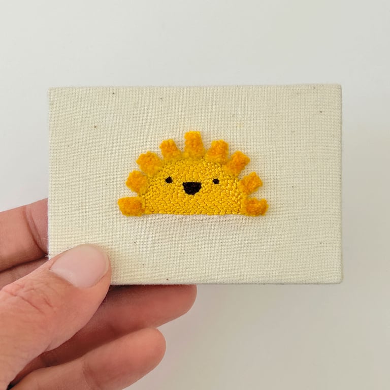 Happy Sun- Original Punch Needle Art, Original Textile Art - Happy Sun