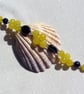 Yellow Agate & Black Onyx Gemstone Beaded Chakra Bracelet "Daffodil" - Image 4