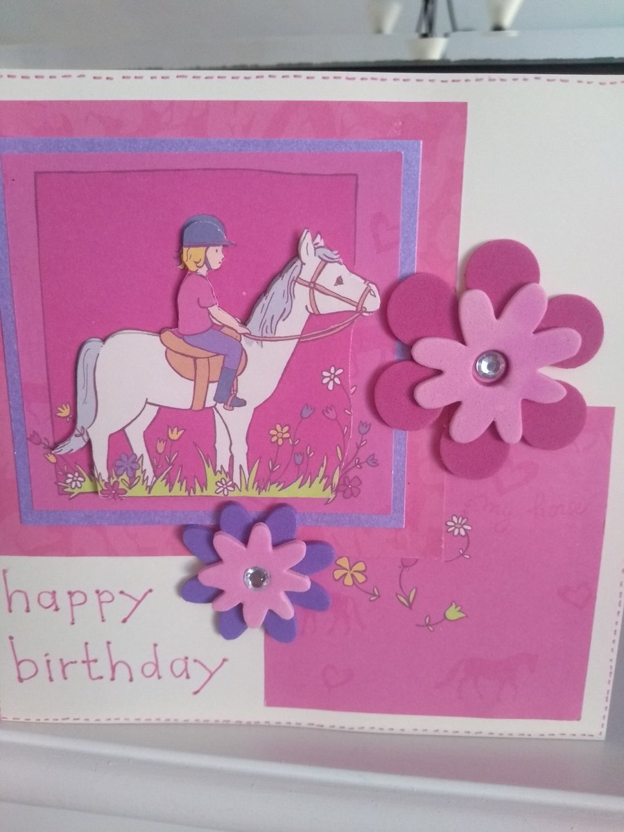 Pony girls birthday card