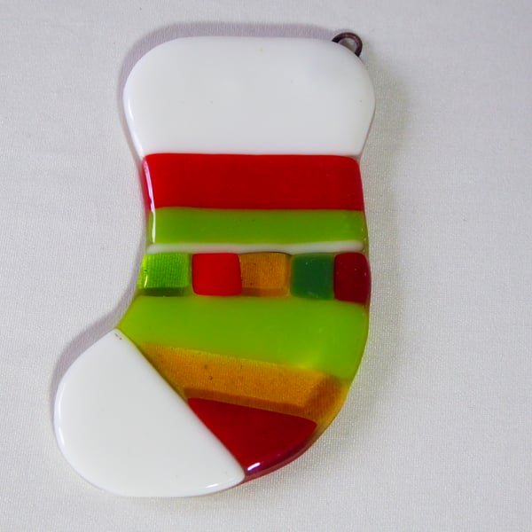 Fused glass stocking ornament - 3