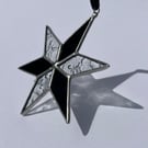 Black and clear patterned stained glass star decoration 
