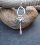 Sterling Silver Sea Glass Cluster Pendant Necklace, Recycled Materials - Image 7