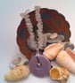 Iridescent Lilac Ceramic Donut Pendant on a Rose Quartz Chip Bead Necklace - Image 5