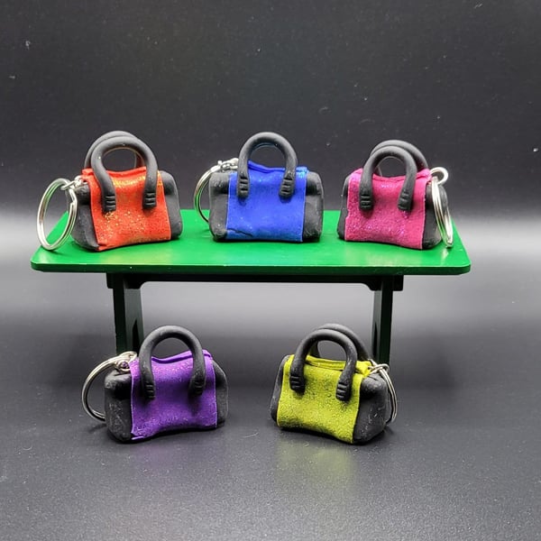 Polymer clay handbag keyring 112 scale miniature novelty gift