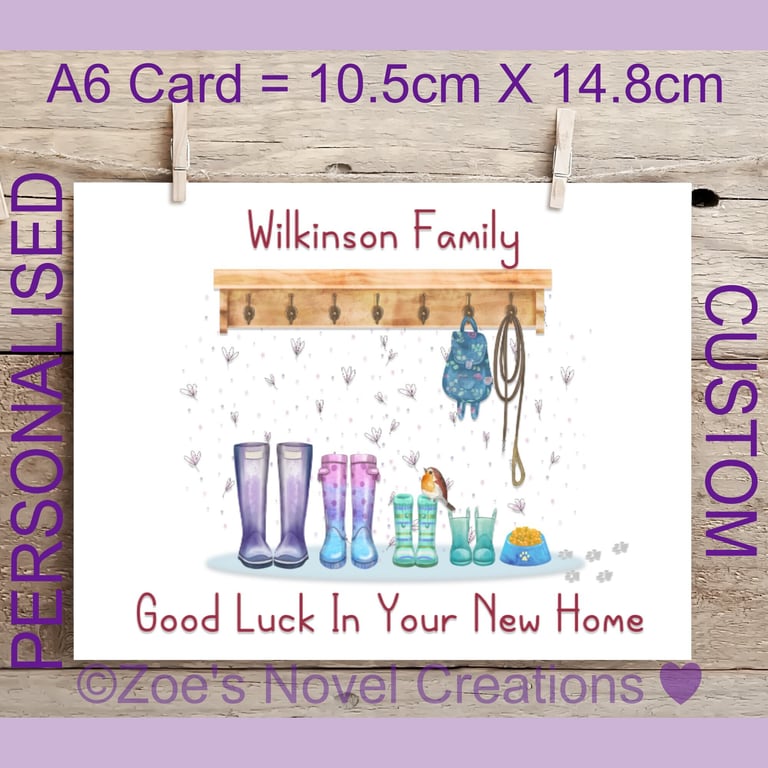 New Home 1 Greetings Card, personalised, A6 10.5cm x 14.8cm