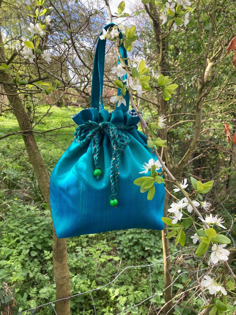 Vintage Silk Drawstring Bag