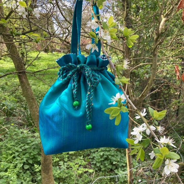 Vintage Silk Drawstring Bag