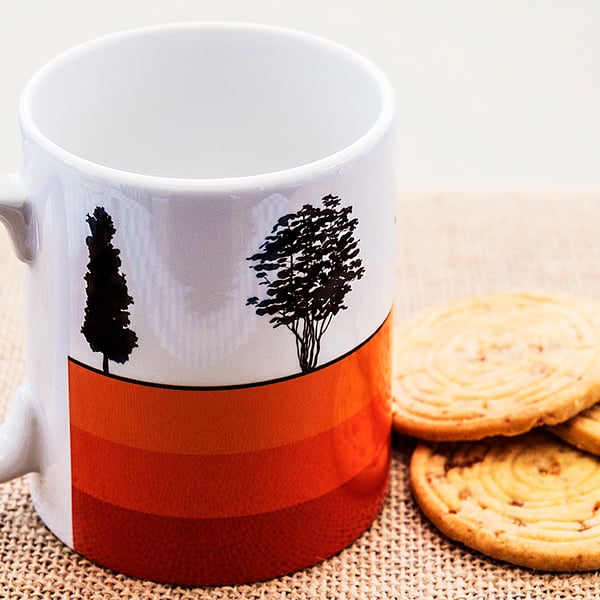 Trees Silhouette Coffee Mug Gift for Nature Countryside Tree Lover Hugger Woods