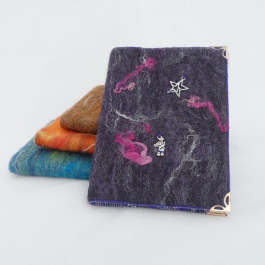 Notebook, felt covered, "star gazing" 