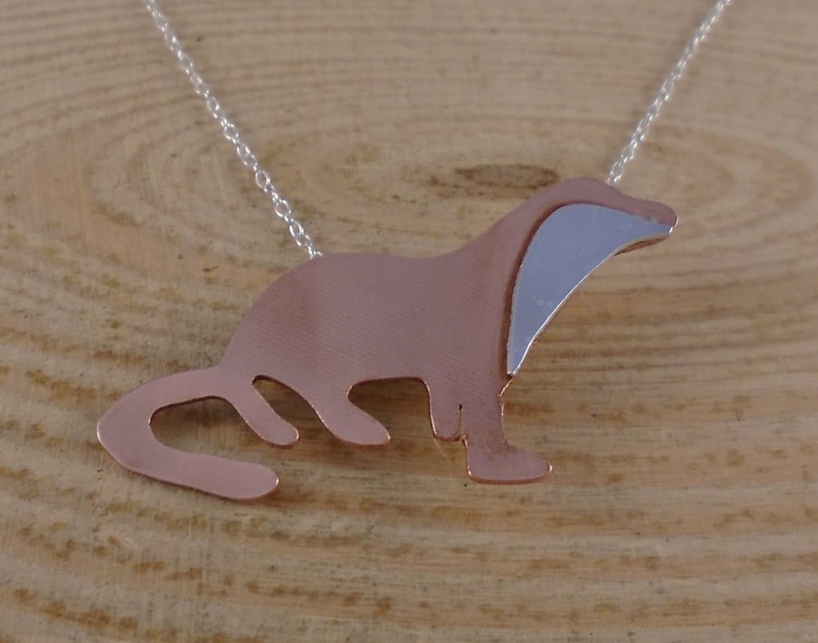 Copper and Sterling Silver Otter Necklace
