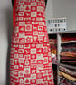 Handmade Red Patchwork Print Christmas Apron, Cotton Canvas, Unisex Apron