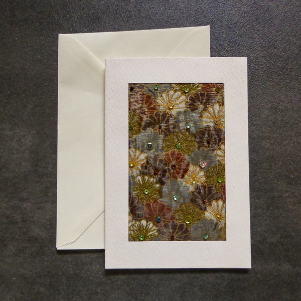 Individually Hand Crafted Textile Blank Card