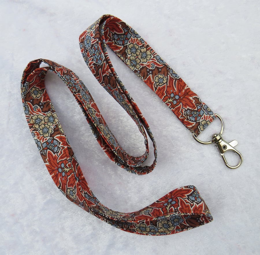 Lanyard, made from Liberty Tana Lawn, badge holder, autumn