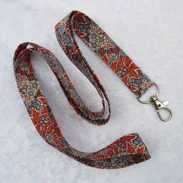 Lanyard, made from Liberty Tana Lawn, badge holder, autumn