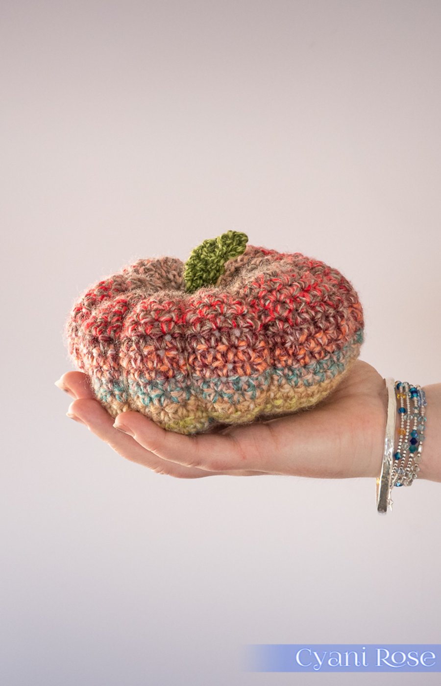 Cute crochet pumpkin decoration in premium acrylic yarn