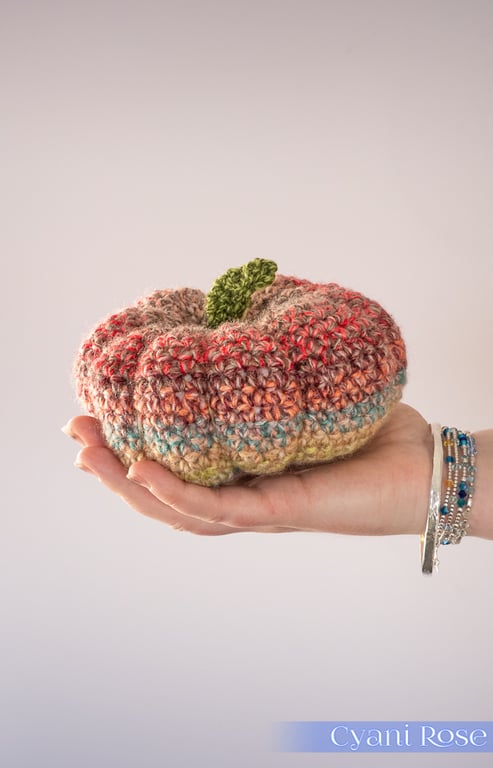 Cute crochet pumpkin decoration in premium acrylic yarn
