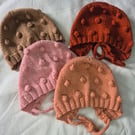 Handknitted Bobble Baby Bonnets