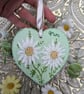 Summer Seconds Daisy "Mum" hand-painted slate heart decoration 