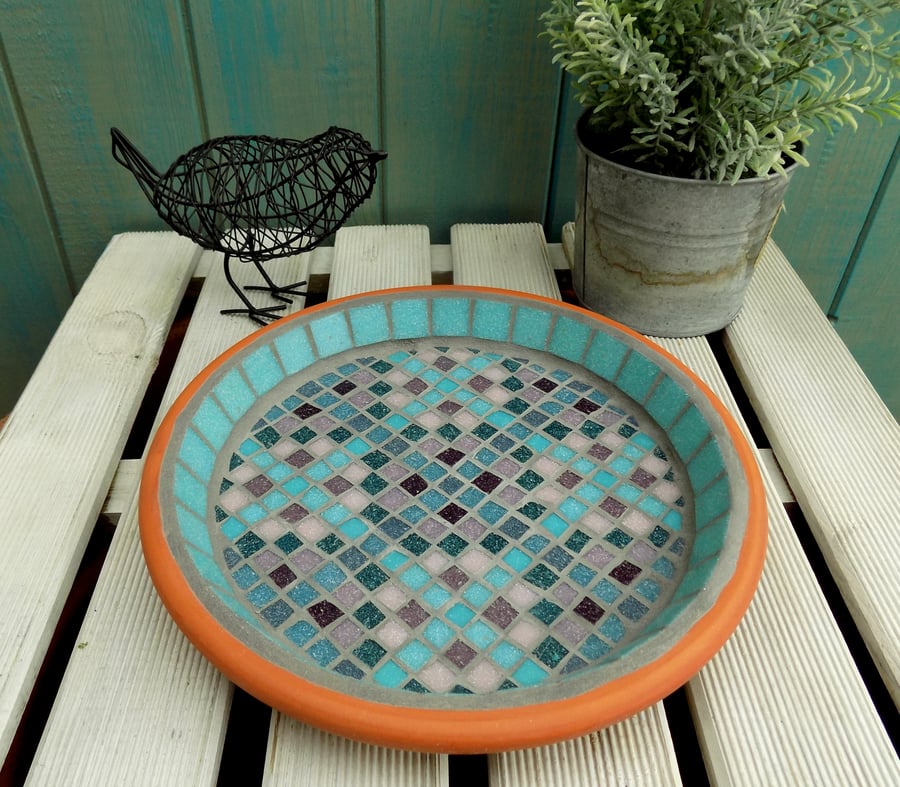 Herb Garden Mosaic Bird Bath