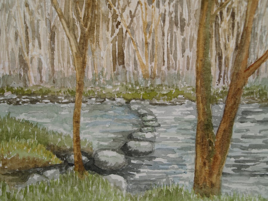 Original watercolour Stepping Stones