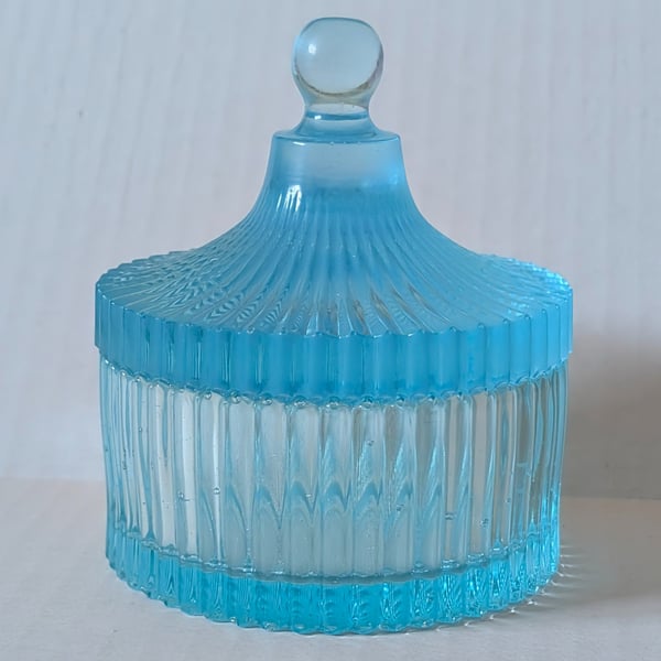 Small Fluted Blue Coloured Resin Jar