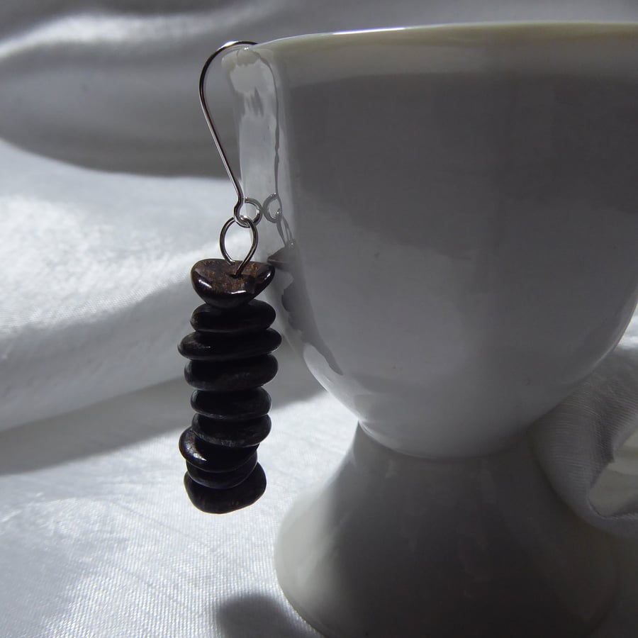 Single Sterling Silver & Bronzite Gemstones Earring