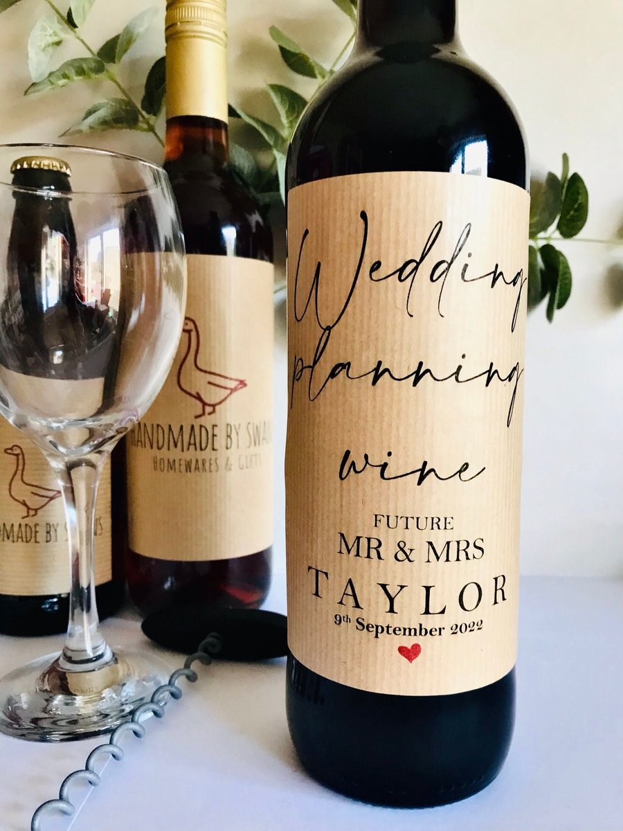 Wedding planning wine label, Wedding planning gift, gift for engagement,