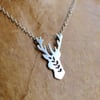 Silver Stag Necklace - Silver Deer Necklace - Handmade Stag Necklace