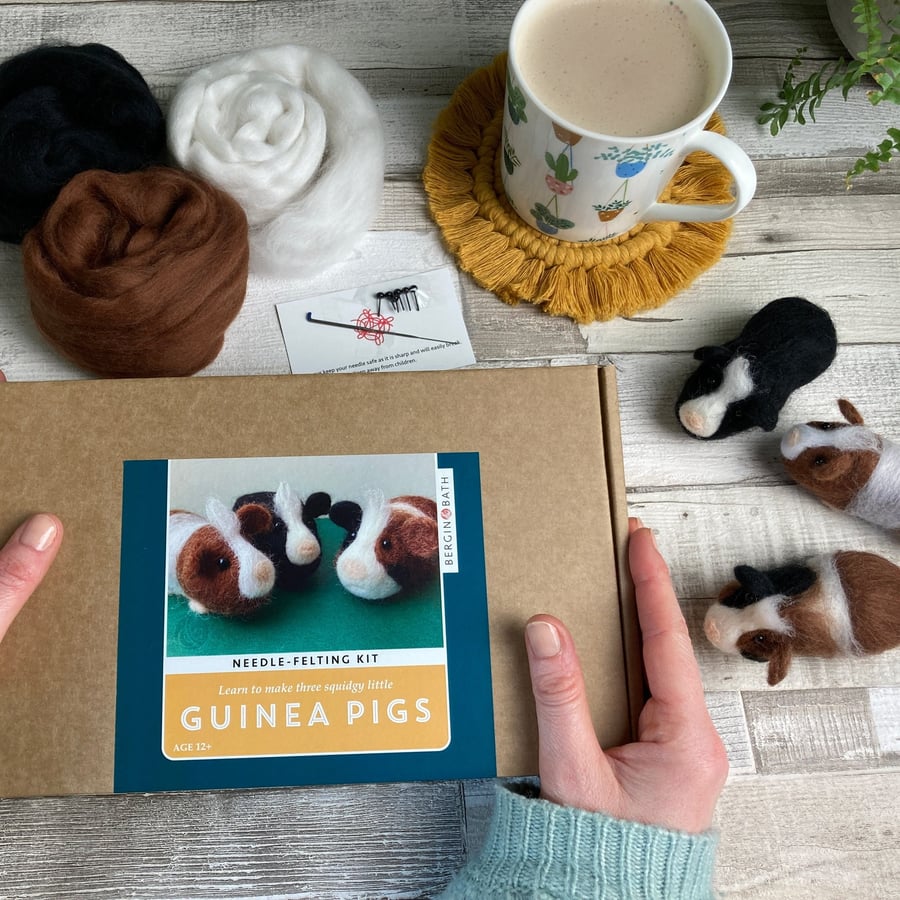 Needle felting kit - Guinea pigs. Learn to make THREE mini guinea pigs