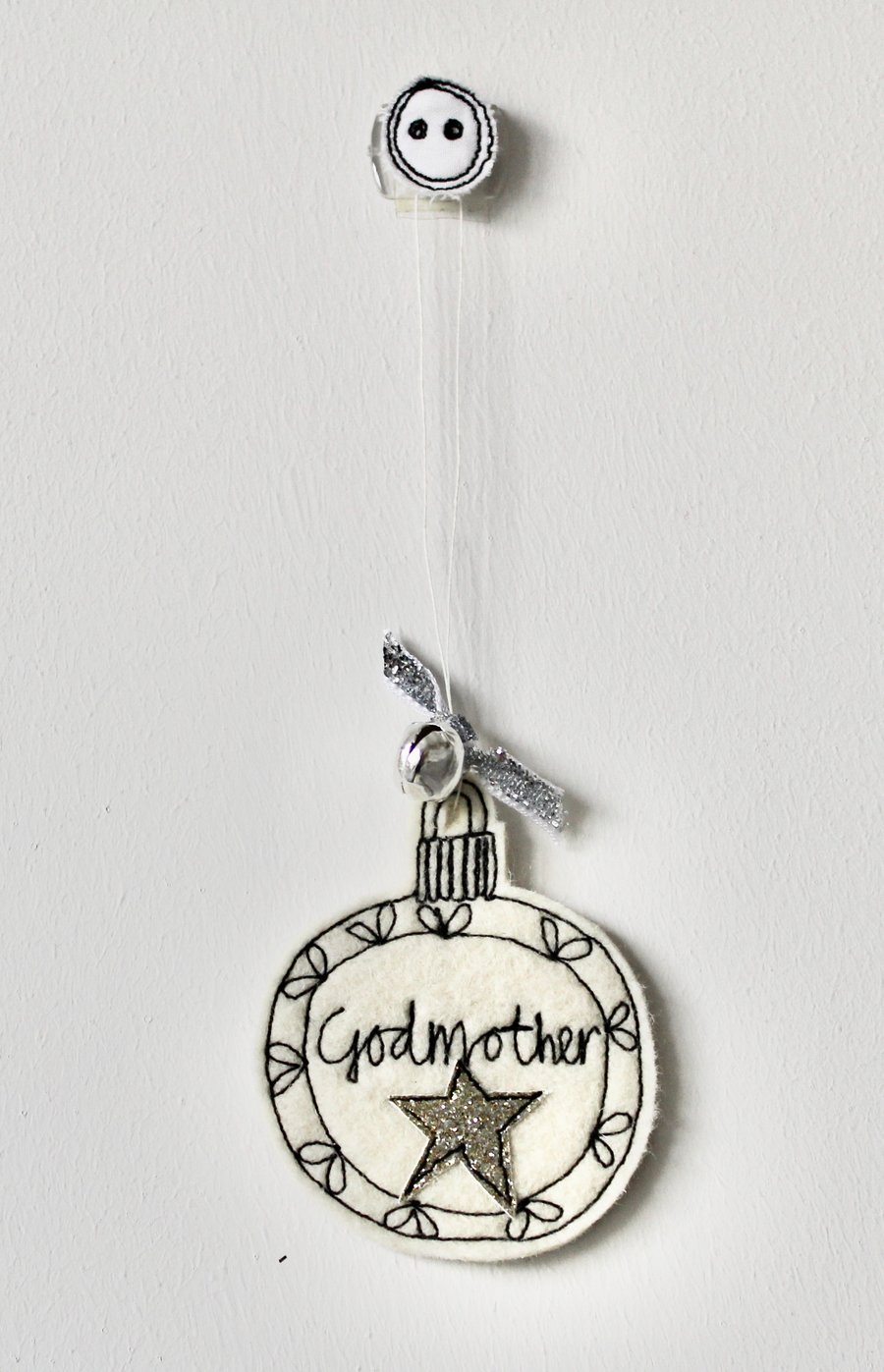 A Bauble for a Godmother - Wool Felt Christmas Bauble