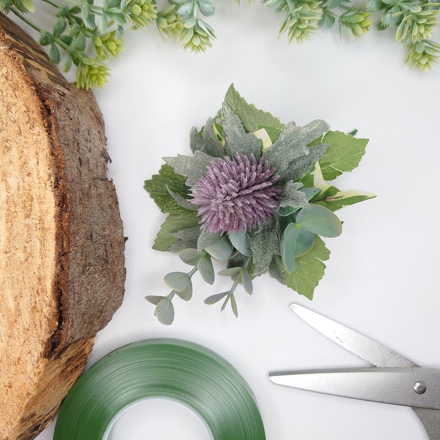 Dark Purple Single or Double Thistle Buttonhole
