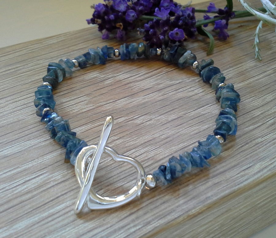 Blue Kyanite Nugget Silver Plated Bracelet