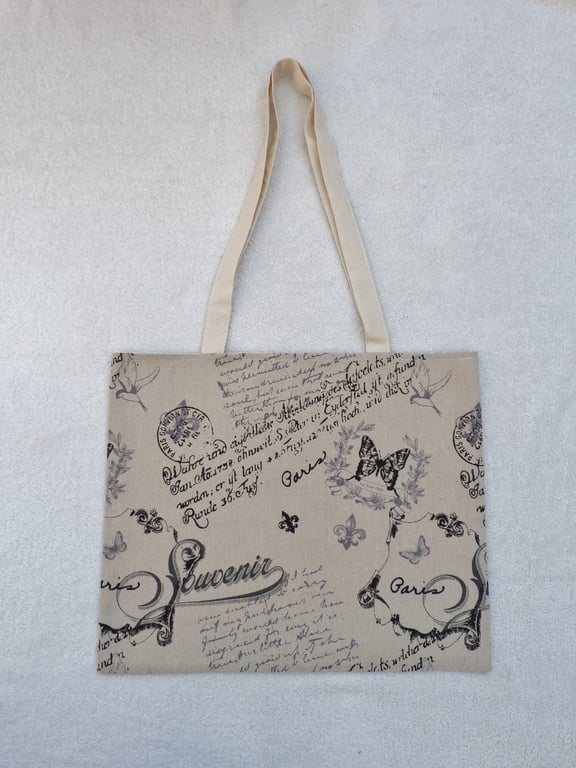 Bag Created from Script Print Cotton Fabric. Fully Lined.