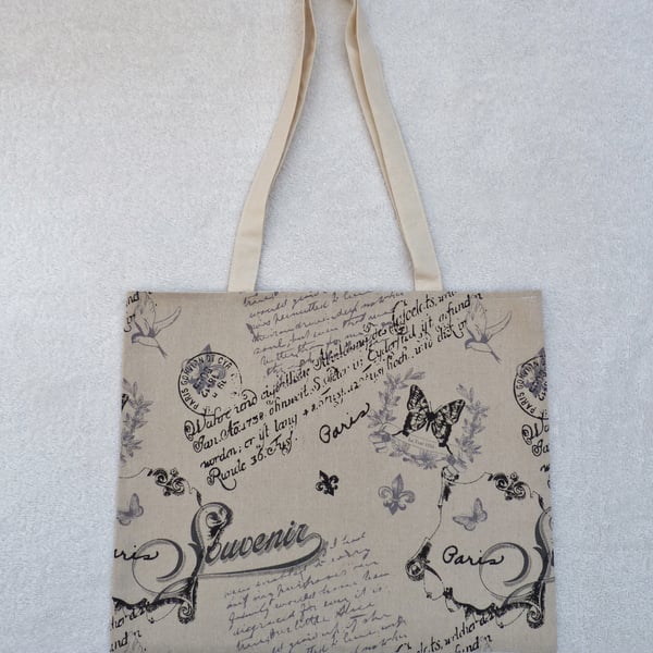 Bag Created from Script Print Cotton Fabric. Fully Lined.