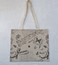 Bag Created from Script Print Cotton Fabric. Fully Lined. - Image 1