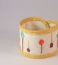 Hand embroidered textile jewellery - fabric cuff with button fastening - Image 1