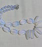 SALE - Crystal Gemstone Beaded Statement Fan Necklace, Opalite & White Sea Glass - Image 5