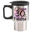 Personalised Name Birthday Travel Mug FABULOUS Since 30, 40, 50, 60,70, 80