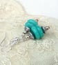 Turquoise blue earrings, dangly quartz earrings 