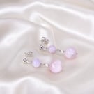Kunzite Sterling Silver Drop Earrings, Lilac Gemstone Studs Gift Boxed