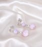 Kunzite Sterling Silver Drop Earrings, Lilac Gemstone Studs Gift Boxed